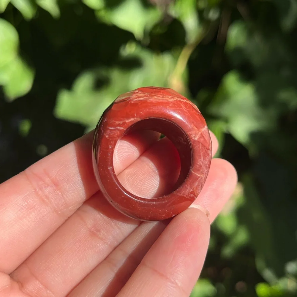 Size 9.75 Chunky faceted red jasper statement ring 0801‎